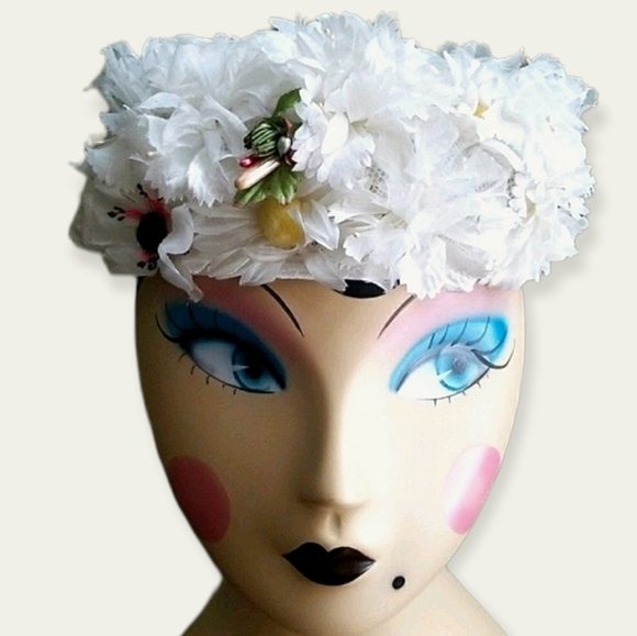 Vintage Mid Century 1950's Signed Jane Morgan Daisy Pill Box Hat - Picture 6 of 15